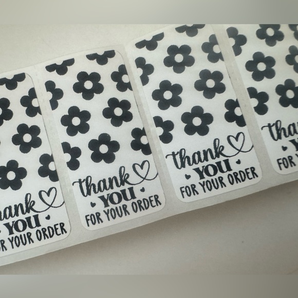 100 Floral Soft Edge Rectangle Thank You Stickers | thank you for your order - Picture 3 of 15
